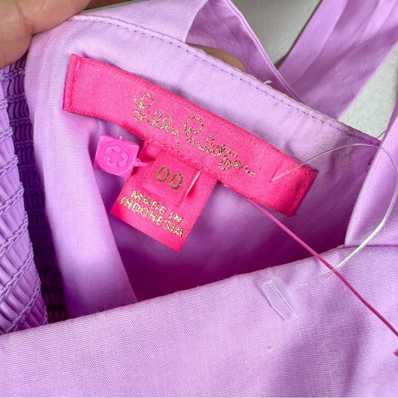 LILLY PULITZER Anlee Cotton Top Purple Iris and Peach Bellini Colorblock NWOT - Picture 10 of 10